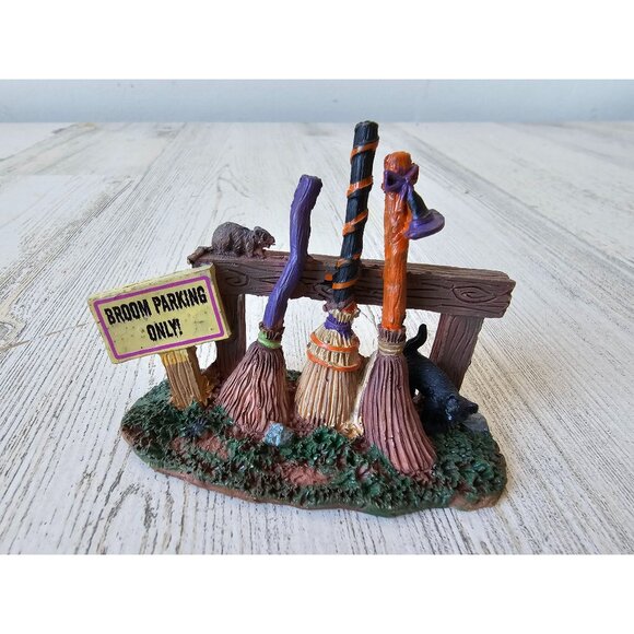 Lemax broom parking witch Halloween decor cat rat - Picture 1 of 6